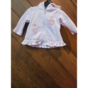 Child of Mine by Carters Vintage Pink Carousel Embroidered Ruffle Hoodie 3-6M